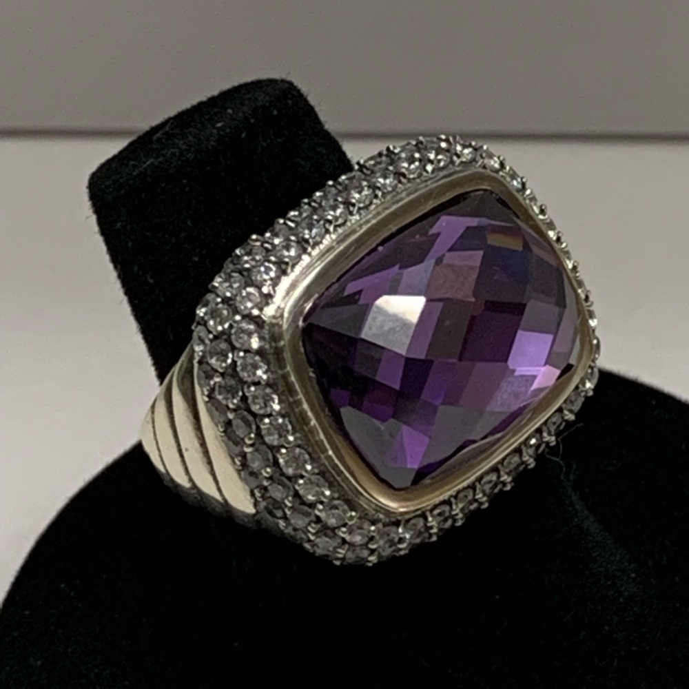 David Yurman Weverly amethyst & gray sapphire ring